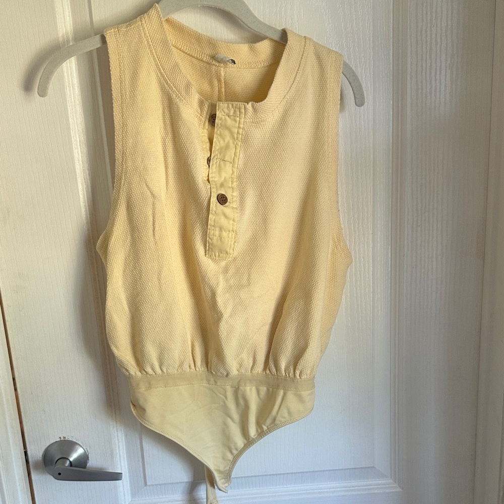 Free People Cream Knit Top